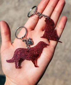 The Cinchy Cowgirl Resin Keychains Red Retriever & Pup (Set Of 2) Keychain