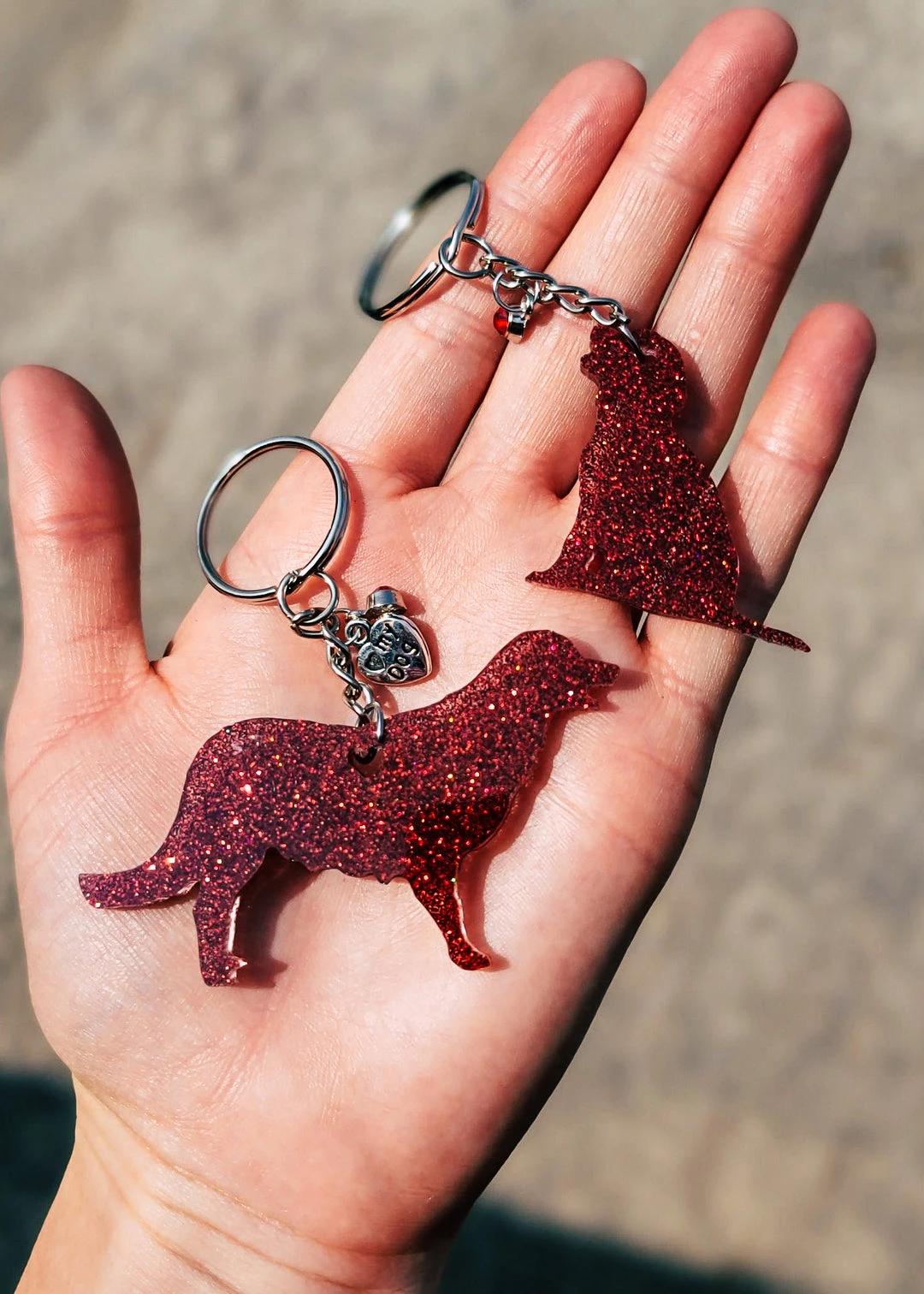 Cinchy Cowgirl Resin Keychains - Red Retriever & Pup (Set of 2) - Cute & Durable Keyrings for Gifts 3 The Cinchy Cowgirl Resin Keychains Red Retriever & Pup (Set Of 2) Keychain
