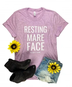 The Cinchy Cowgirl Clothing Lilac Resting Mare Face Short Sleeve Graphic Tee