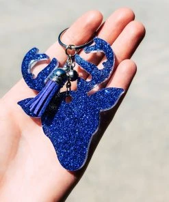 The Cinchy Cowgirl Royal Blue Deer Keychain