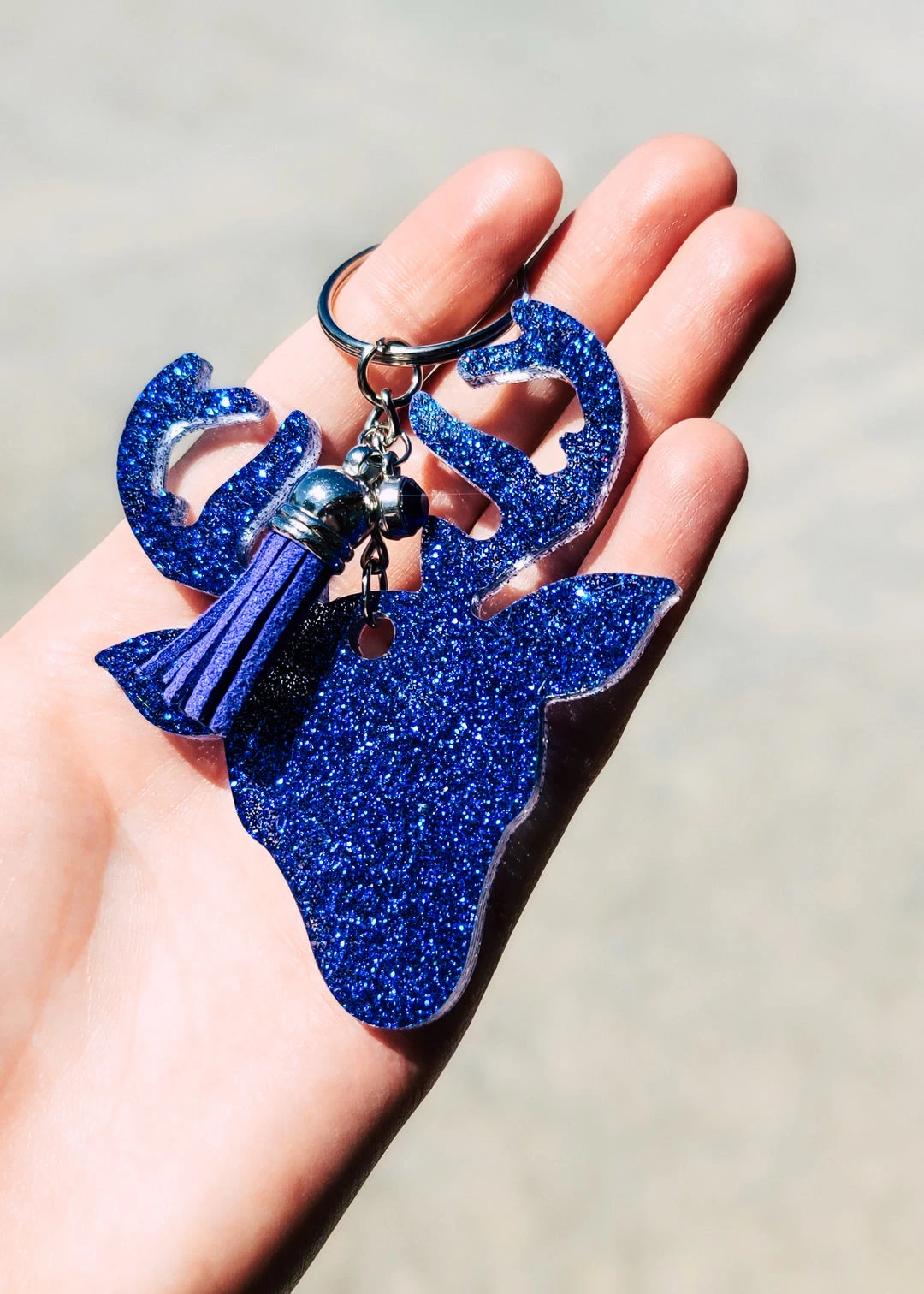 Cinchy Cowgirl Royal Blue Deer Resin Keychain β Unique Handmade Accessory 3 The Cinchy Cowgirl Royal Blue Deer Keychain
