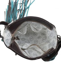 Myra Handbags & Wallets Buckstitch & Feather Cowhide Fringe Handbag