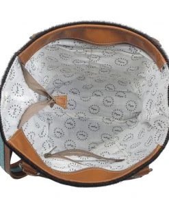 Myra Dark Cowhide Turquoise & Feathers Handbag Handbags & Wallets