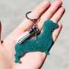 Cinchy Cowgirl Seafoam Green Dachshund Keychain - Unique Resin Keychain Accessory 2 The Cinchy Cowgirl Seafoam Green Dachshund Keychain Resin Keychains