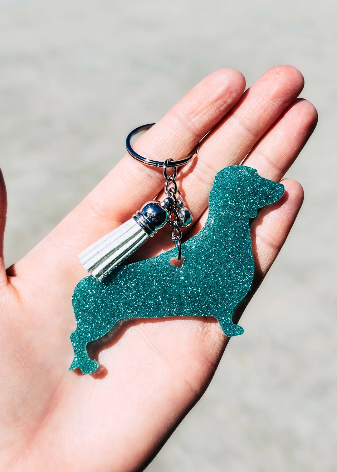 Cinchy Cowgirl Seafoam Green Dachshund Keychain - Unique Resin Keychain Accessory 3 The Cinchy Cowgirl Seafoam Green Dachshund Keychain Resin Keychains