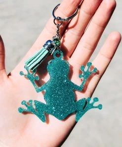 The Cinchy Cowgirl Resin Keychains Seafoam Green Frog Keychain