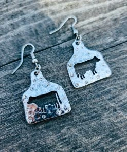 Accessory House Silver Cattle Tag Cutout Earrings Jewelry