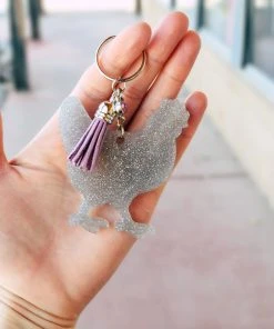 The Cinchy Cowgirl Silver Chicken Keychain Accessories, Gifts & More