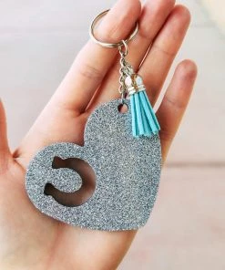 The Cinchy Cowgirl Holographic Silver Horseshoe Heart Keychain Accessories, Gifts & More