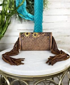 American Darling Brown Fringe Southwestern Tooled Handbag
