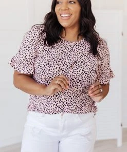 Ave Shops Spotted In Pink Animal Print Top