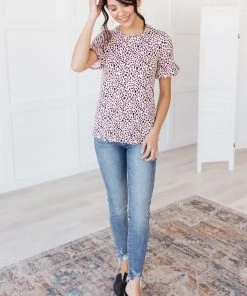 Ave Shops Spotted In Pink Animal Print Top