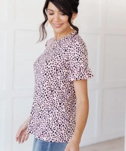 Ave Shops Spotted In Pink Animal Print Top