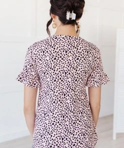 Ave Shops Spotted In Pink Animal Print Top