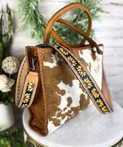 American Darling Sunflower Leather Buckstitch Purse Strap Handbags & Wallets