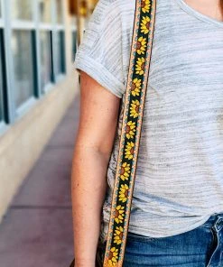 American Darling Sunflower Leather Buckstitch Purse Strap Handbags & Wallets