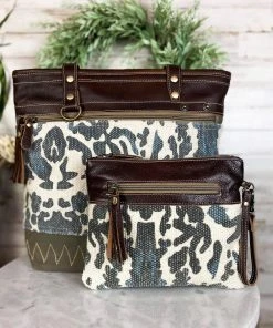 Myra Tan Pattern Tote & Pouch Handbag Set Handbags & Wallets