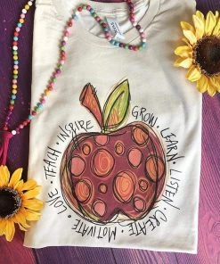 Thelattimoreclaim Cream Teacher Apple Tee