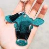 The Cinchy Cowgirl Accessories, Gifts & More Teal & Black Cow Head Keychain