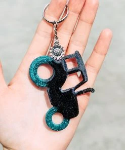 The Cinchy Cowgirl Accessories, Gifts & More Teal & Black Tractor Keychain