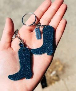 The Cinchy Cowgirl Resin Keychains Teal Cowboy Boot (Set Of 2) Keychain