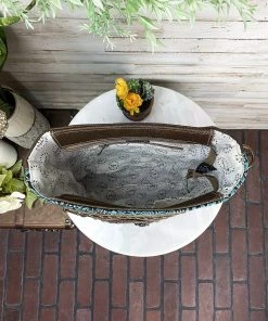 Myra Teal Tooled Handbag & Wristlet/Pouch