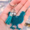 The Cinchy Cowgirl Teal Glitter Chicken Keychain Accessories, Gifts & More