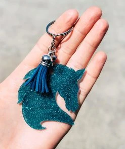 The Cinchy Cowgirl Teal Horse Keychain Resin Keychains