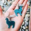 The Cinchy Cowgirl Teal Llama Mini (Set Of 2) Keychain Resin Keychains