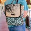 Sixtease Handbags & Wallets Teal Pattern Cowhide Backpack