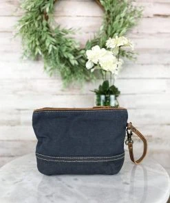 Myra Teal Pattern Cowhide Pouch/Wristlet