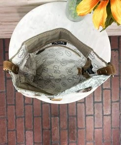 Myra Teal Pattern Cowhide Pocket Crossbody Handbag Handbags & Wallets