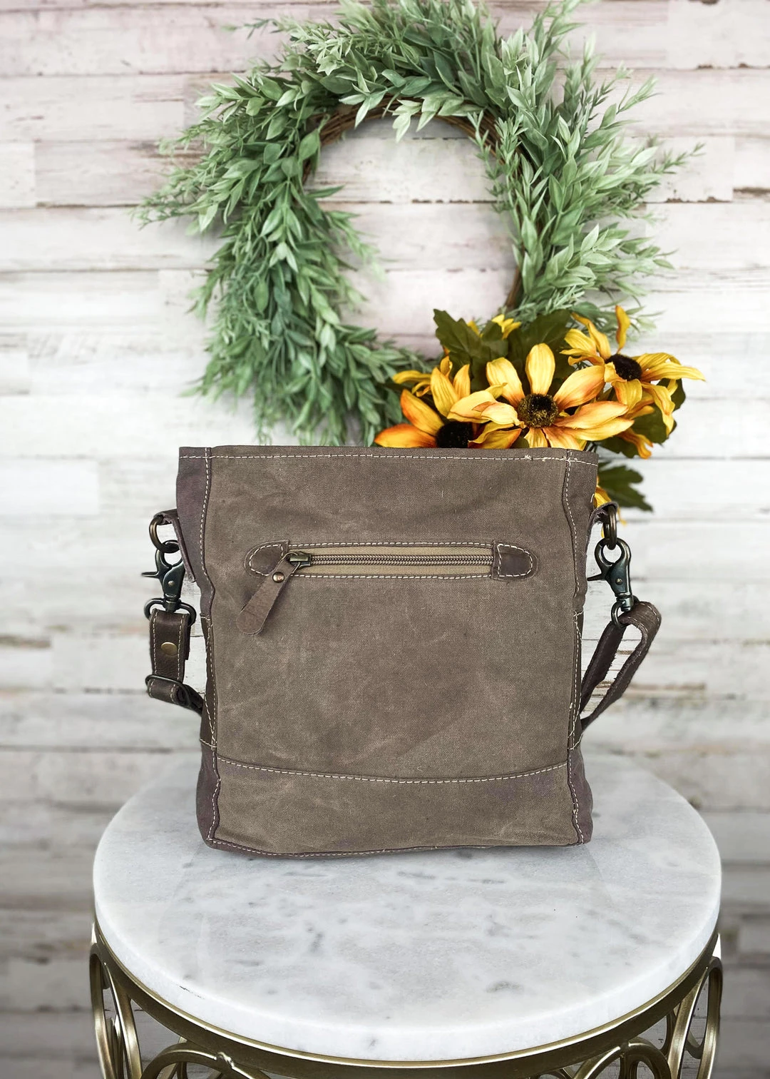 Myra Teal Pattern Floral Cowhide Crossbody Handbag - Stylish & Durable 8 Myra Teal Pattern Floral Cowhide Crossbody Handbag