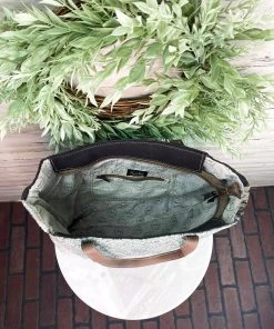 Myra Teal Pattern Cowhide Tote Handbag Handbags & Wallets