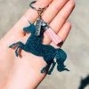 The Cinchy Cowgirl Teal Unicorn Keychain Resin Keychains