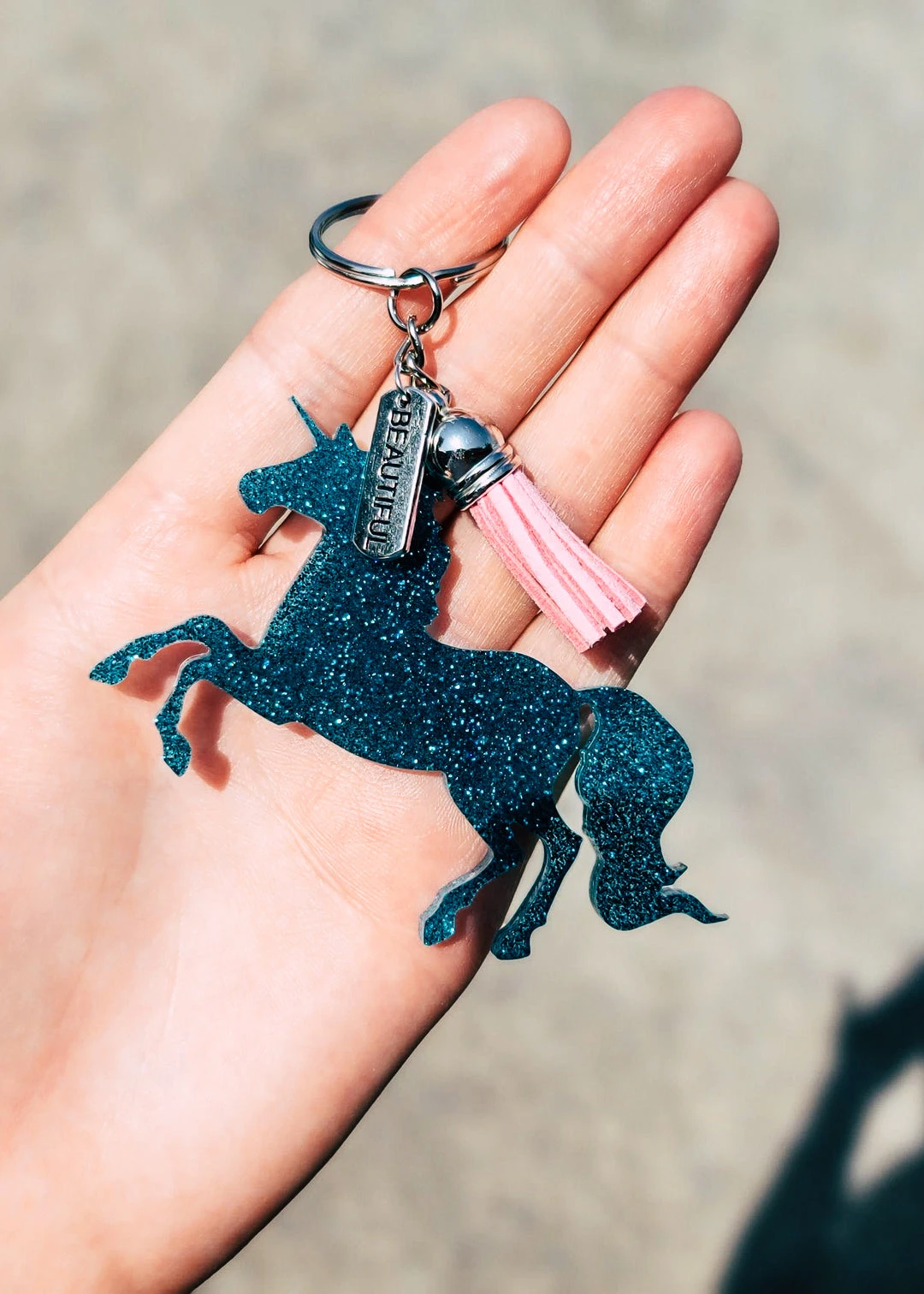 Cinchy Cowgirl Teal Unicorn Keychain - Unique Resin Keychains for Gifts & Accessories 3 The Cinchy Cowgirl Teal Unicorn Keychain Resin Keychains