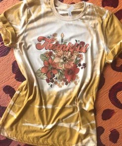 Thelattimoreclaim Mustard Bleached Floral Thankful Tee Featured Graphic Tees