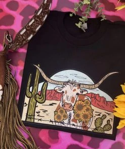 Thelattimoreclaim Black Longhorn Tee Featured Graphic Tees