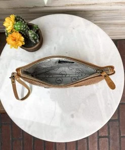 Myra Handbags & Wallets Tooled Cowhide Wristlet Pouch