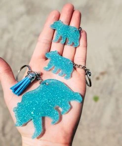 The Cinchy Cowgirl Resin Keychains Turquoise Mama Bear & 2 Minis (Set Of 3) Keychain