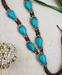 Blue Tortoise Jewelry Natural Stone Turquoise Braided Necklace