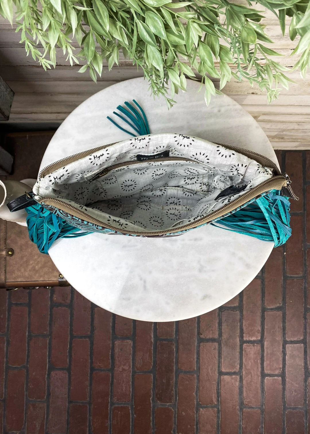 Myra Turquoise Cowhide Envelope Fringe Crossbody Handbag | Stylish & Durable 8 Myra Handbags & Wallets Turquoise Cowhide Envelope Fringe Handbag