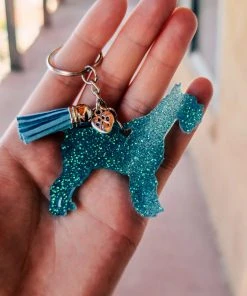 The Cinchy Cowgirl Turquoise Schnauzer Keychain