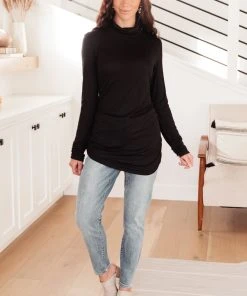 Ave Shops Nivia Draped Turtle Neck Tunic In Black
