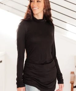 Ave Shops Nivia Draped Turtle Neck Tunic In Black