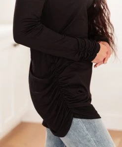 Ave Shops Nivia Draped Turtle Neck Tunic In Black