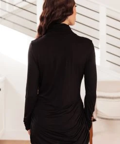 Ave Shops Nivia Draped Turtle Neck Tunic In Black