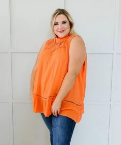 Ave Shops Clothing Victoria Lace Mock Neck Top In Orange