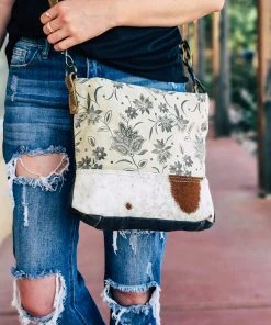 Myra Vintage Floral Cowhide Crossbody Handbag Handbags & Wallets