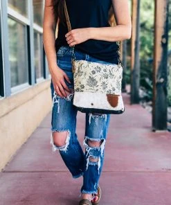 Myra Vintage Floral Cowhide Crossbody Handbag Handbags & Wallets